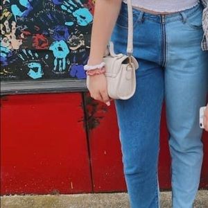 Missguided Blue Riot Spliced Front Mom Jeans